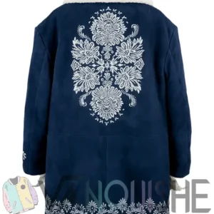 Kim Matula The Finnish Line Blue Suede Coat back