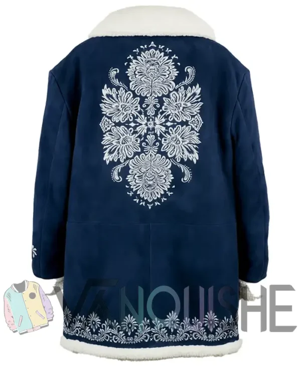 Kim Matula The Finnish Line Blue Suede Coat back