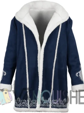 Kim Matula The Finnish Line Blue Suede Coat front