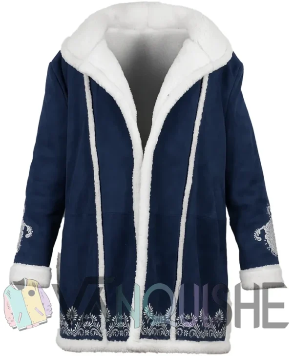 Kim Matula The Finnish Line Blue Suede Coat front
