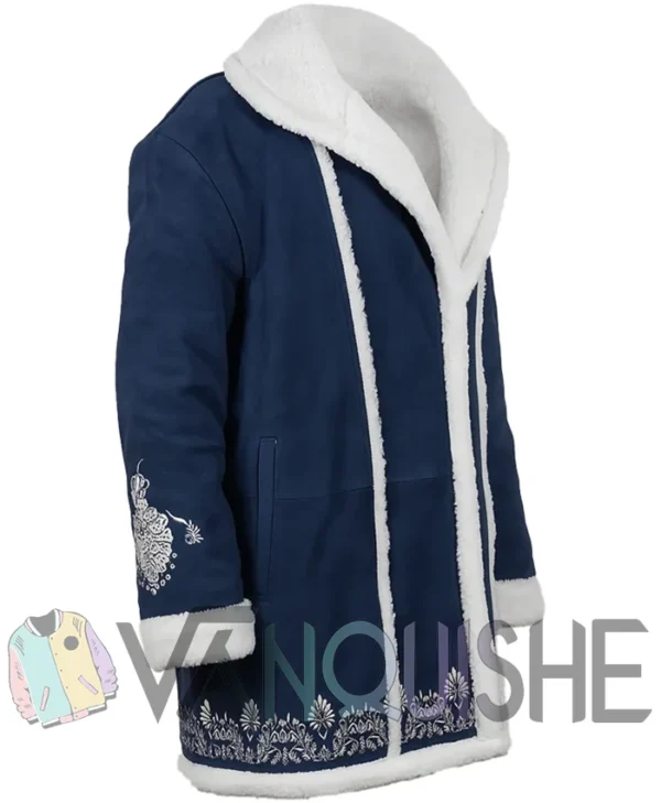 Kim Matula The Finnish Line Blue Suede Coat left