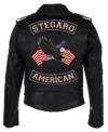 Lamprecht Stegaro American Black Biker Leather Jacket Back