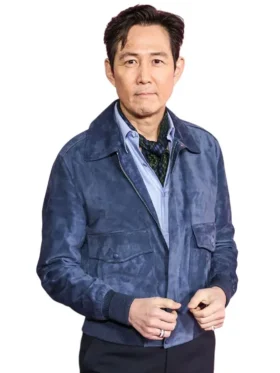 Lee Jung Jae Squid Game Blue Leather Jacket