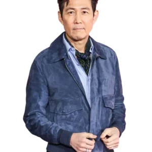 Lee Jung Jae Squid Game Blue Leather Jacket
