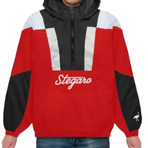 Lucian Red And Black Hooded Stegaro Jacket