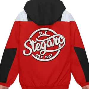 Lucian Red And Black Hooded Stegaro Jacket Back