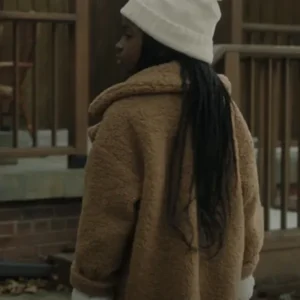 Melody Hurd Cross Brown Shearling Jacket For Sale