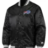 Mens Starter Black Buffalo Bills Locker Room Satin Varsity Jacket Front