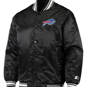 Mens Starter Black Buffalo Bills Locker Room Satin Varsity Jacket Front