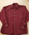 Mens Vintage Western Shirt Maroon With Pearl Snaps