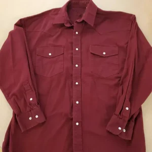 Mens Vintage Western Shirt Maroon With Pearl Snaps