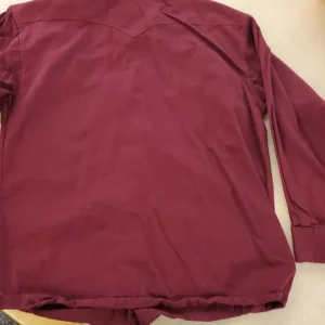 Mens Vintage Western Shirt Maroon With Pearl Snaps Back