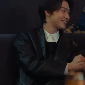 Min Ho XO Kitty S02 Black Leather Blazer