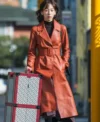 No In Ji The Trunk Red Leather Trench Coat