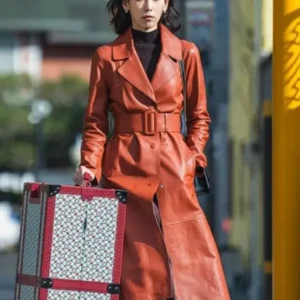 No In Ji The Trunk Red Leather Trench Coat
