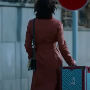 No In Ji The Trunk Red Leather Trench Coat For Sale