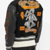 Off White Black Leather Varsity Jacket Back
