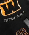 Off White Black Leather Varsity Jacket Front