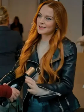 Our Little Secret Lindsay Lohan Black Leather Jacket