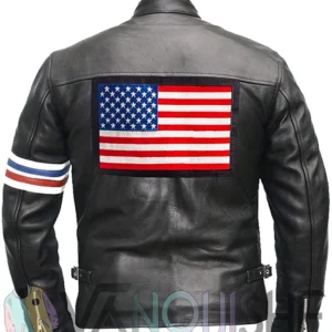 Peter Fonda Easy Rider Black Motorcycle Biker Leather Jacket back shoot