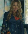 Purchase No Good Deed S01 Linda Cardellini Blue Peplum Leather Jacket
