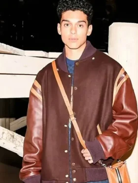 Q XO Kitty S02 Brown Varsity Jacket For Sale