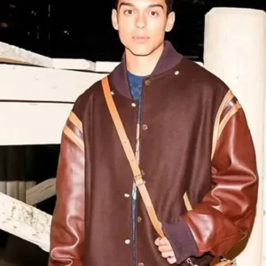 Q XO Kitty S02 Brown Varsity Jacket For Sale