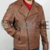 Rami Malek The Amateur Brown Leather Jacket right