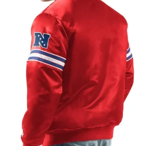 Red NY Giants Satin Varsity Jacket Back