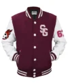 Reece Stegaro Soccer Maroon Varsity Jacket For Sale