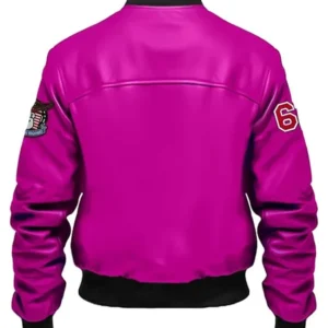 Renzo Pink Bomber Stegaro Leather Jacket Back