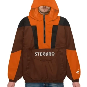 Rocco Hooded Stegaro Orange And Brown Jacket