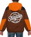 Rocco Hooded Stegaro Orange And Brown Jacket Back