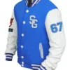 Romy Stegaro Baseball Blue Varsity Jacket Side Look