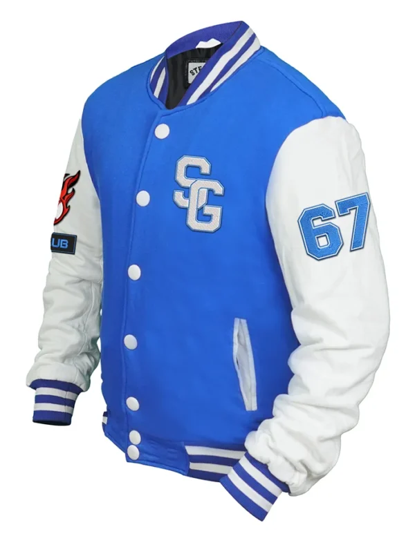 Romy Stegaro Baseball Blue Varsity Jacket Side Look