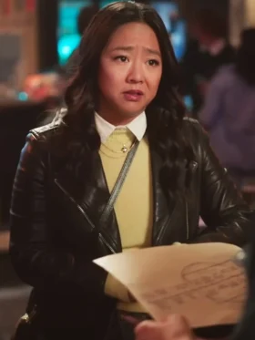 Ruby Laid S01 Black Leather Jacket For Sale