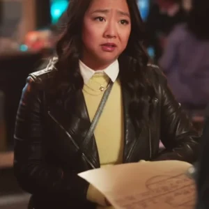 Ruby Laid S01 Black Leather Jacket For Sale