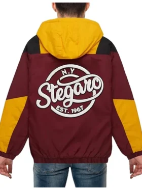 Sasha Anorak Maroon And Yellow Stegaro Jacket Back