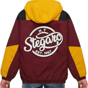 Sasha Anorak Maroon And Yellow Stegaro Jacket Back