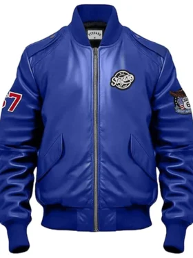 Scout Bomber Stegaro Royal Blue Leather Jacket