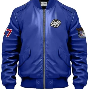 Scout Bomber Stegaro Royal Blue Leather Jacket