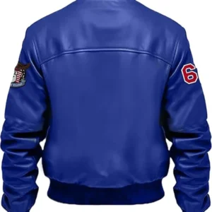 Scout Bomber Stegaro Royal Blue Leather Jacket Back