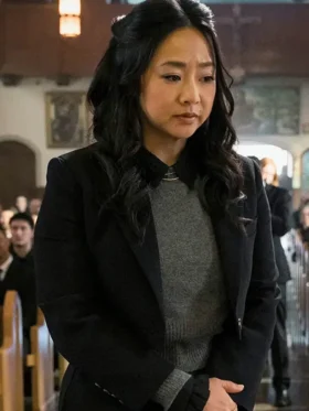 Stephanie Hsu Laid S01 Black Cropped Blazer