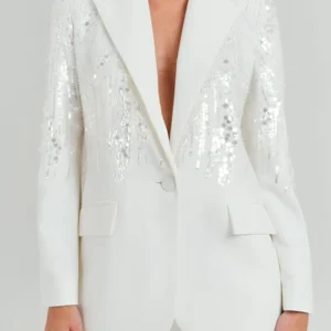 The Voice S26 Reba McEntire White Embellished Blazer For Sale 