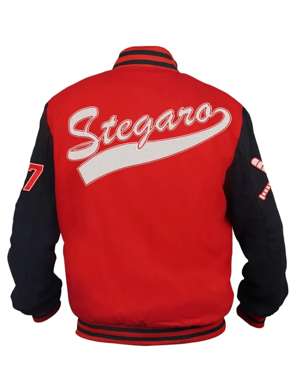 Theo Baseball Red Stegaro Varsity Jacket Back