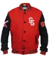 Theo Baseball Red Stegaro Varsity Jacket Front