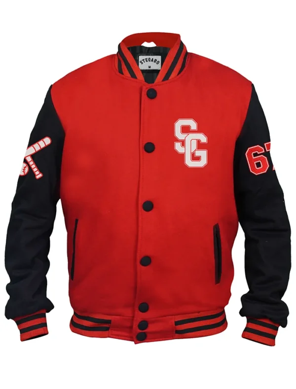 Theo Baseball Red Stegaro Varsity Jacket Front