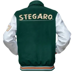 Thomas Stegaro Green And White Varsity Jacket Back