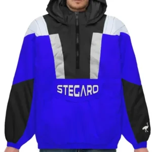 Tora Hooded Stegaro Blue And Black Jacket