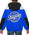 Tora Hooded Stegaro Blue And Black Jacket Back